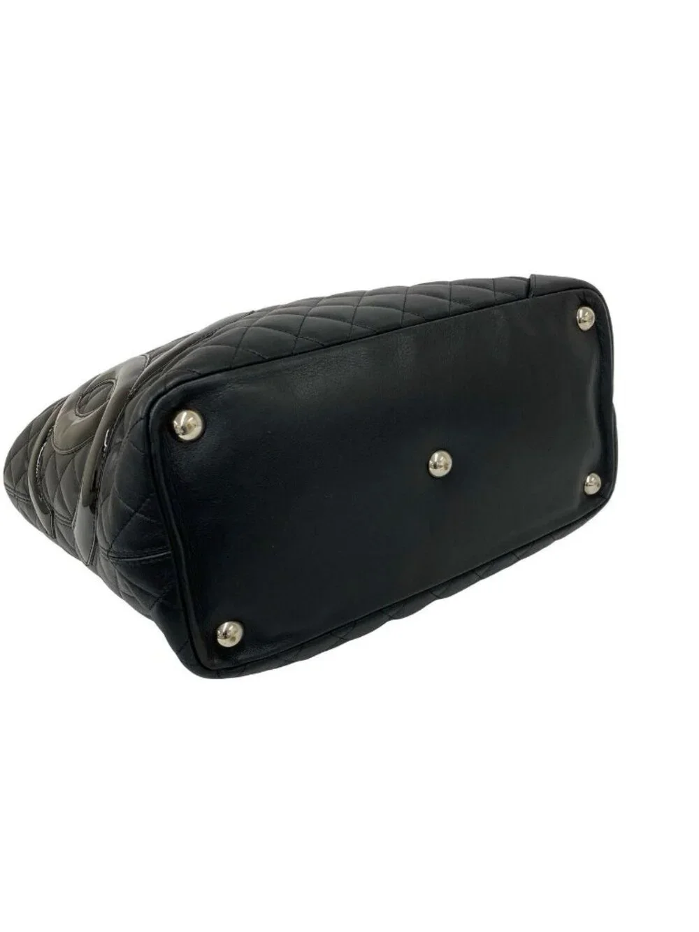 Chanel With Card Cambon Line CC Logo Leather Tote Black